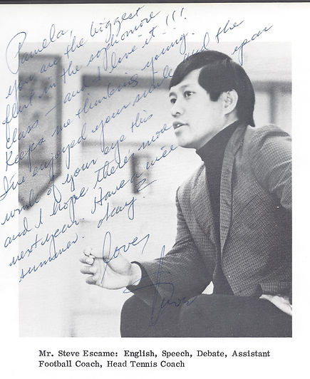 8 - Escame Photo and Note to Pam 1973 FHS Yearbook.jpg